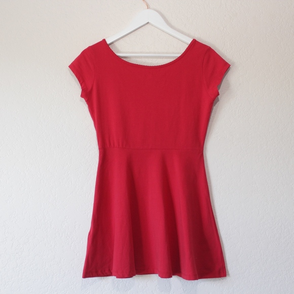 Red Mini Skater Dress - Picture 3 of 6
